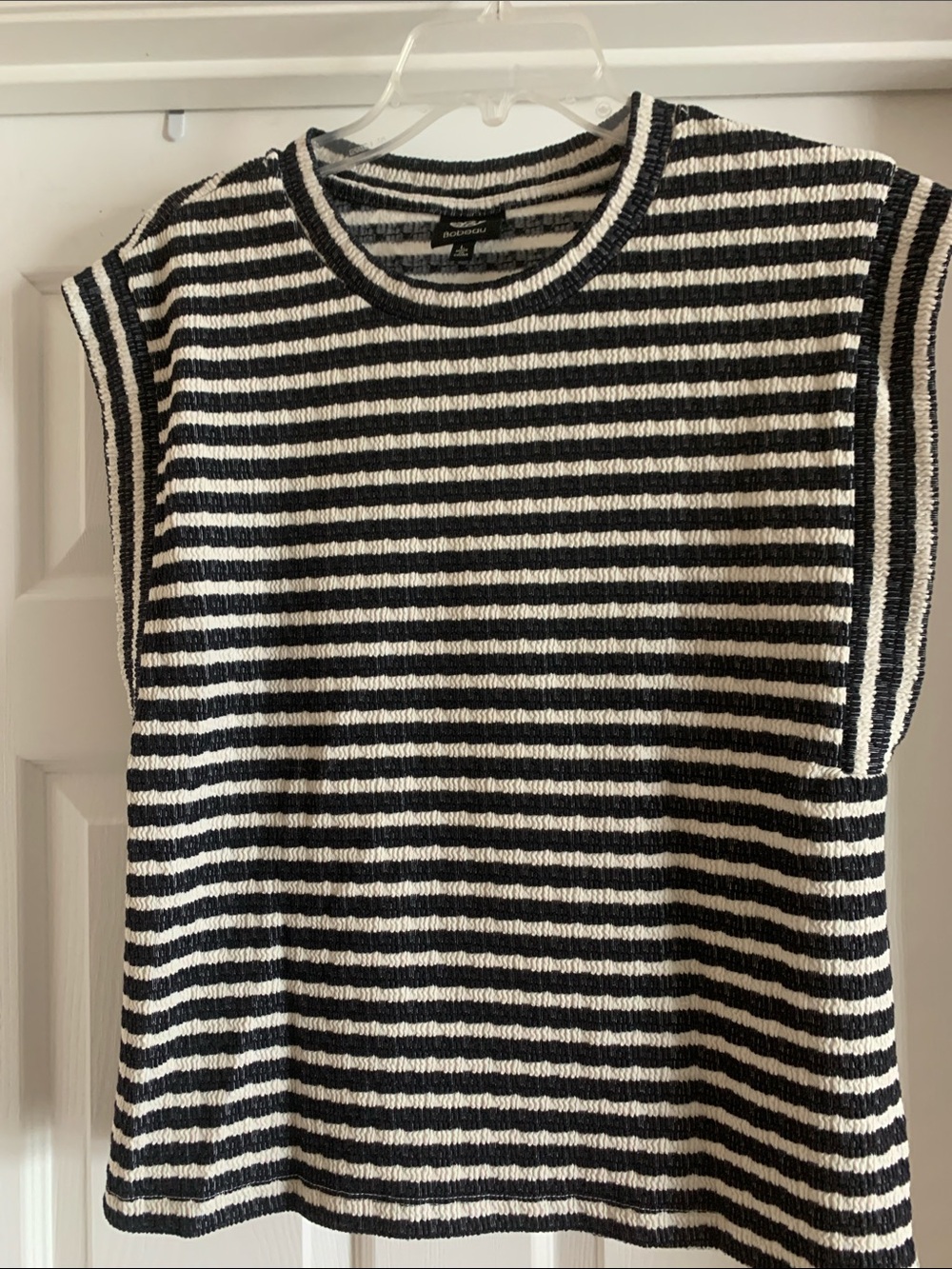 bobeau Black & White Striped Knit Sleeveless Tank
